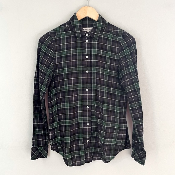 Elizabeth and James Plaid Flannel Button Down in Green/Blue - Picture 1 of 8
